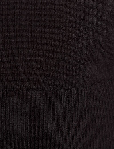 Pull droit col rond manches longues noir femme