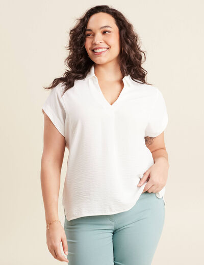 Blouse manches courtes ecru femme