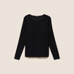 T-shirt ajust&eacute; col rond manches longues noir femme