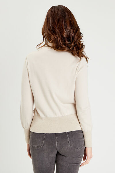 Gilet manches longues boutonné creme femme