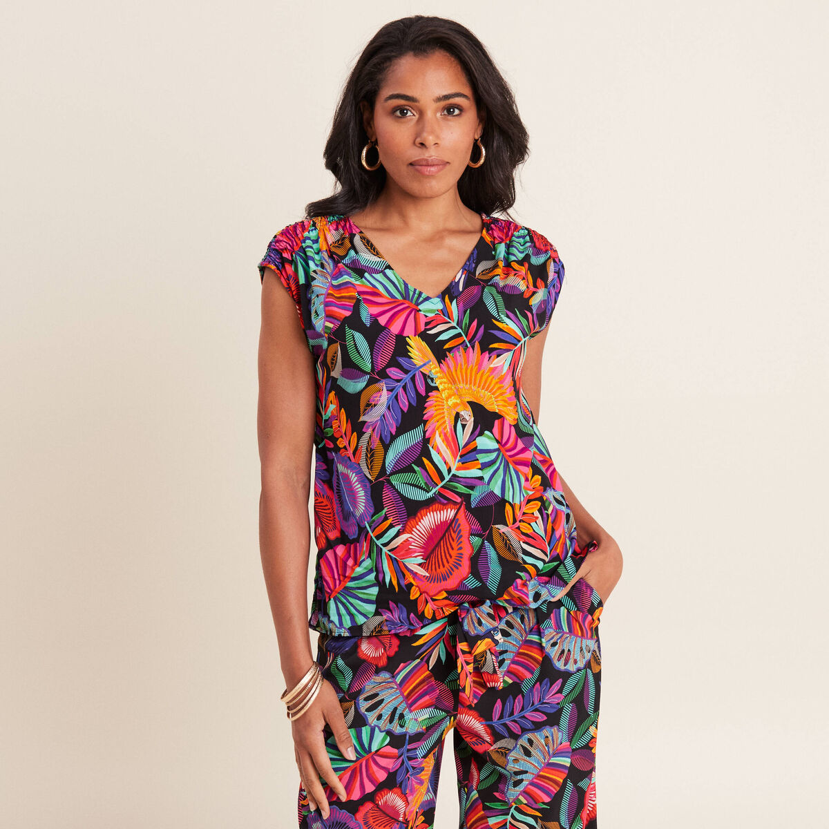 Blouse sans manches multicolore femme