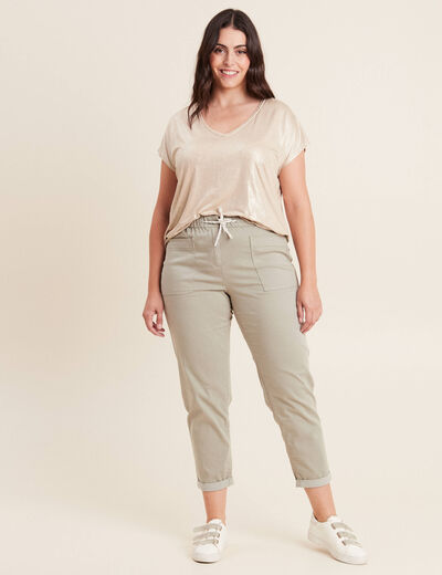 Pantalon coupe mom 7/8&egrave;me vert clair femme