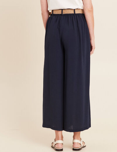 Pantalon jupe-culotte large bleu foncé femme