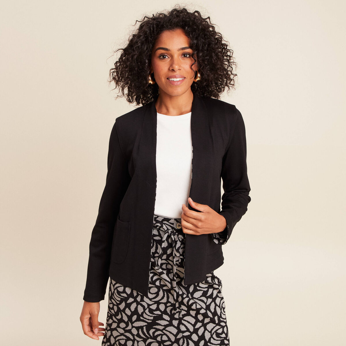 Veste droite r&eacute;versible noir femme