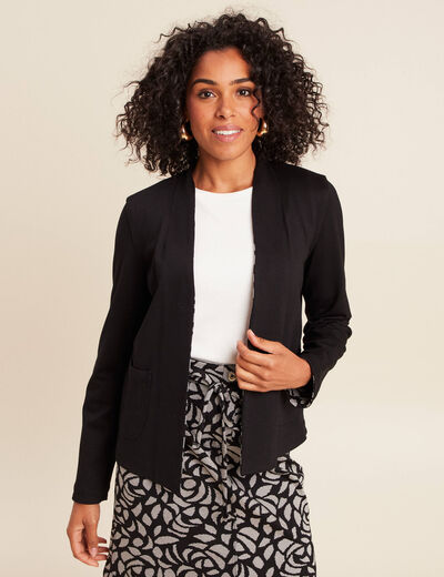 Veste droite r&eacute;versible noir femme