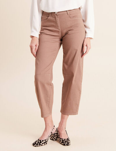 Pantalon magique Le L&eacute;ger coupe barrel taupe femme