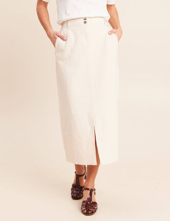 Jupe en coton taille standard ivoire femme