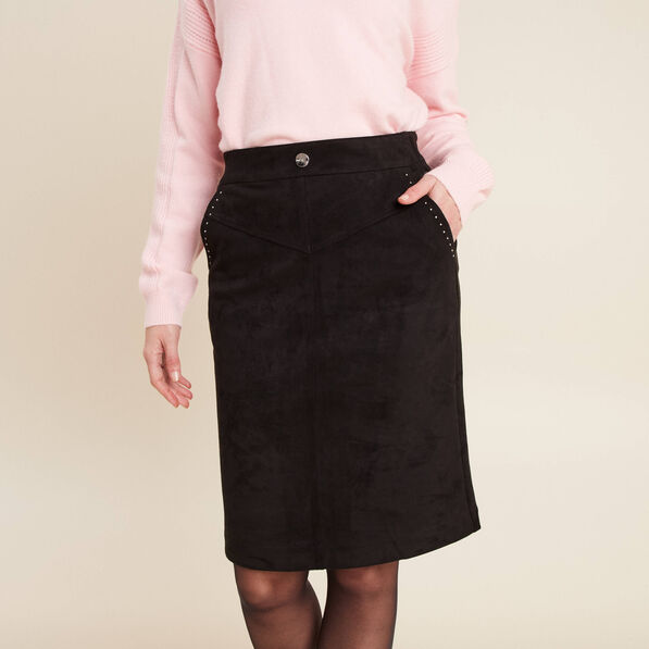 Jupe ajustée suédine noir femme
