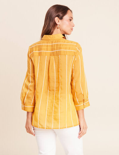 Chemise ample manches 3/4 col chemise jaune femme