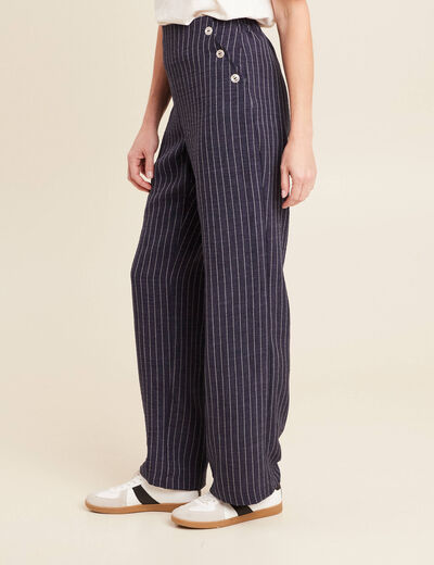 pantalon large bleu femme