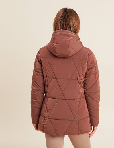 Doudoune cintrée à capuche vieux rose femme