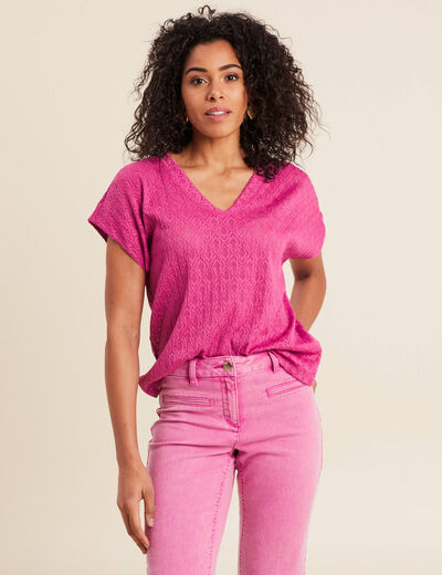 T-shirt manches courtes rose femme
