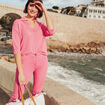 Pantalon ajust&eacute; rose fushia femme