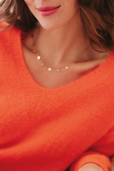 Pull manches longues orange femme