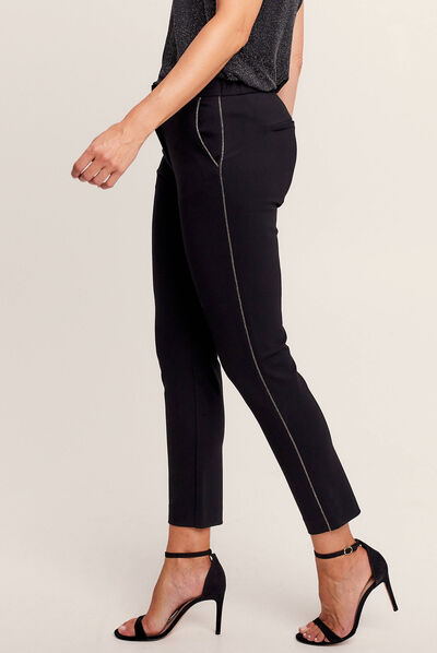 Pantalon chino ajusté 7/8ème noir femme