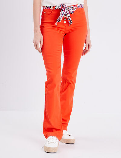 Jean bootcut orange femme