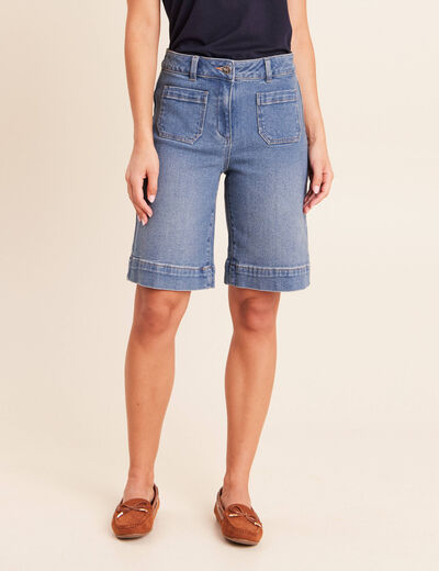 Bermuda en denim denim stone femme