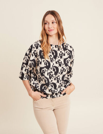 Blouse manches 3/4 noir femme