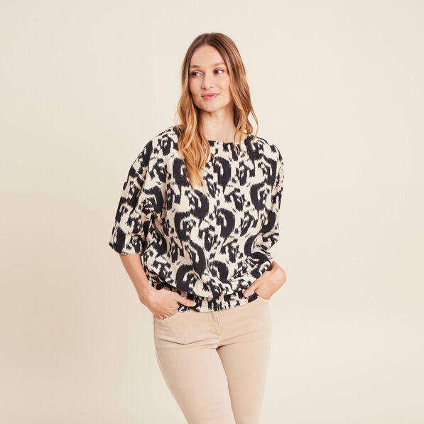 blouse manches 34 noir femme Blouse manches 3/4 noir femme