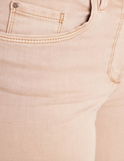 Jean coupe droite taille haute denim beige femme