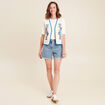 Gilet sans manches brodé tressé ecru femme