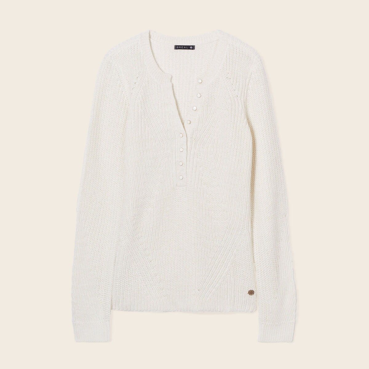 Pull manches longues ecru femme