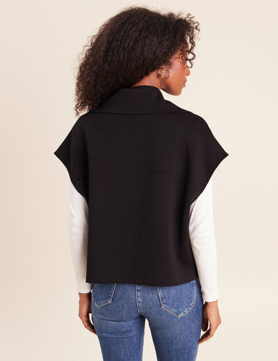 Gilet manches courtes col camionneur noir femme