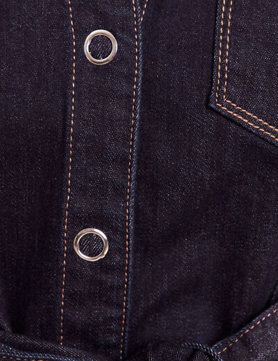 Robe jean &eacute;vas&eacute;e col chemise denim brut femme
