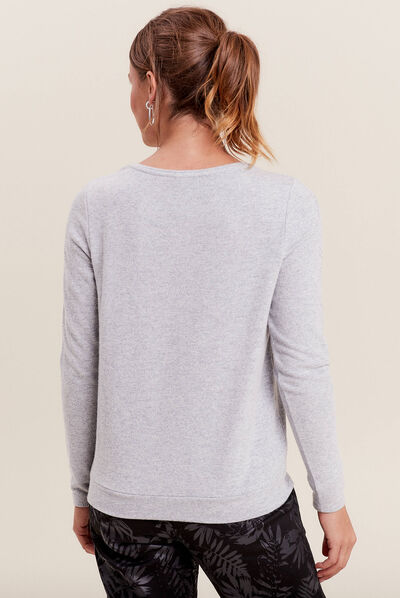 T-shirt manches longues gris clair femme