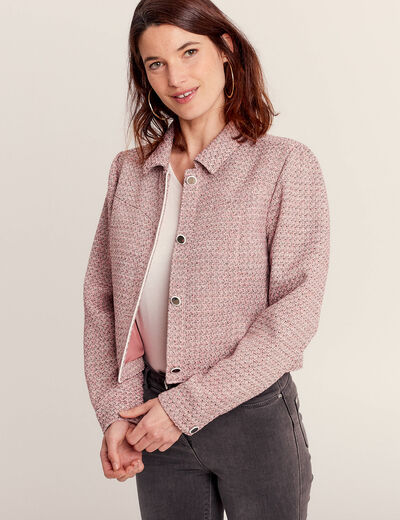 Veste droite boutonnée rose clair femme