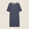 Robe droite manches 3/4 bleu femme