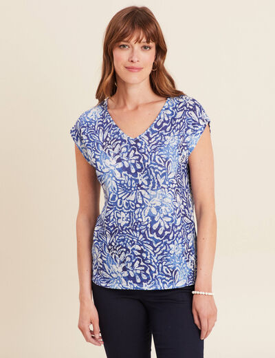T-shirt manches courtes bleu femme