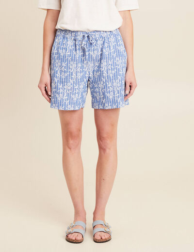 Short large taille haute bleu clair femme