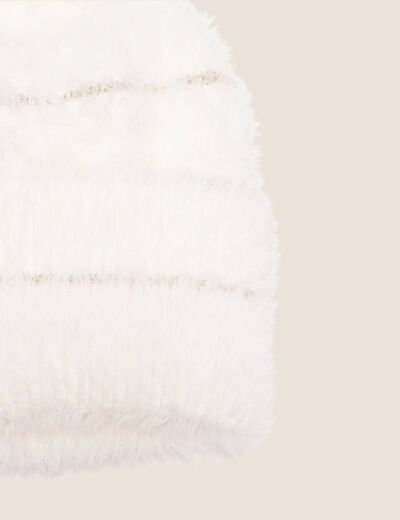 Bonnet fils métallisés ecru femme