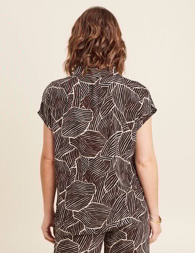 Chemise crêpe manches courtes noir femme