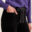 Pantalon paperbag velours noir femme