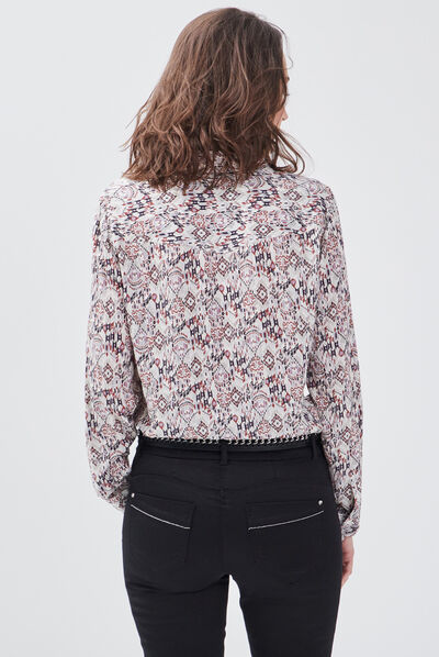 Chemise manches longues ecru femme