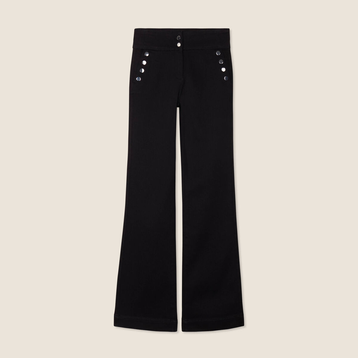 Pantalon bootcut à pont noir femme