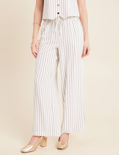 Pantalon large taille haute gris foncé femme
