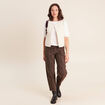 Gilet sans manches bouclette poches ecru femme