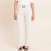 Pantalon large taille haute fluide gris clair femme