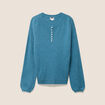 Pull col tunisien bleu p&eacute;trole femme