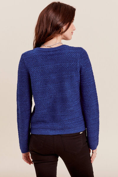 Gilet manches longues bleu electrique femme