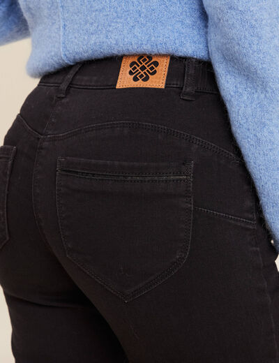 Jean droit taille basculée noir femme