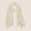 Foulard brillant à franges ecru femme