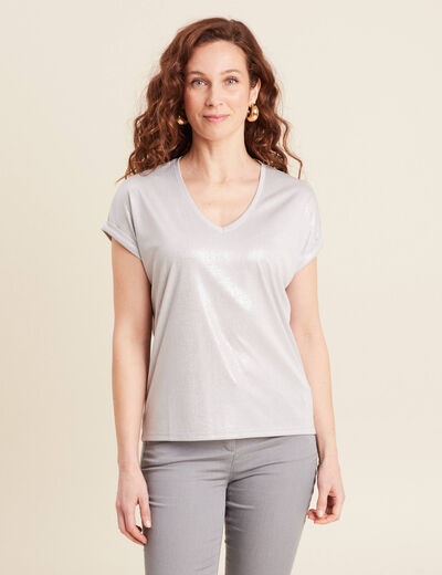 T-shirt manches courtes gris argent femme
