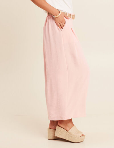 Pantalon jupe-culotte large rose saumon femme
