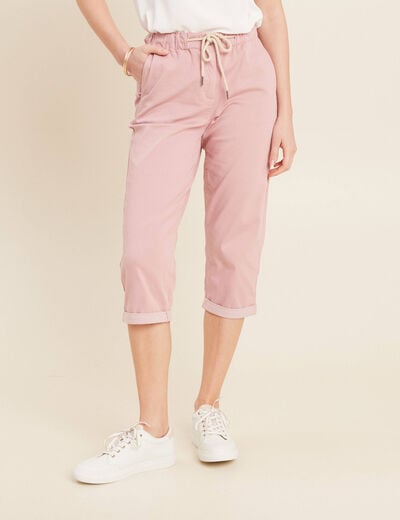 Pantacourt coupe mom large rose pastel femme