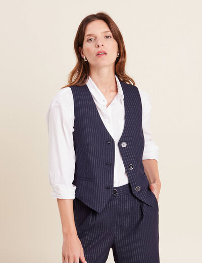 Gilet barman sans manches bleu fonc&eacute; femme