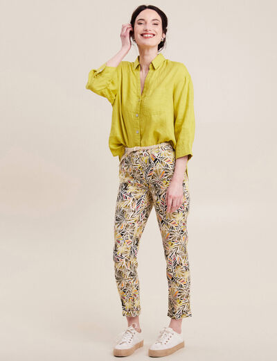 Chemise manches 3/4 vert anis femme